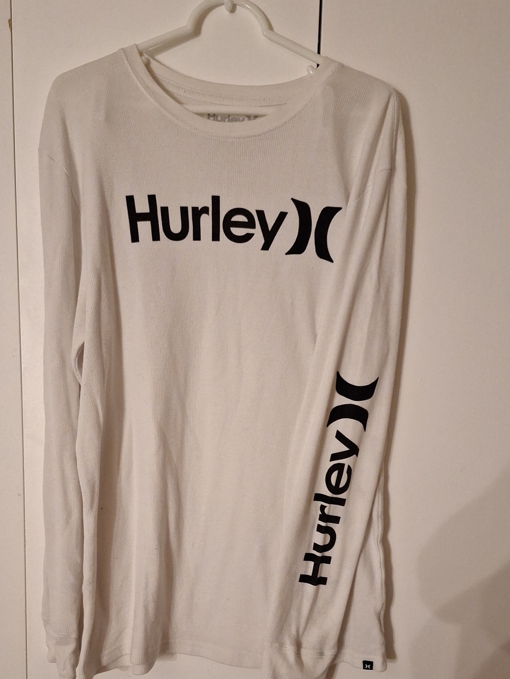 Hurley White and Black Long Sleeve Logo Shirt